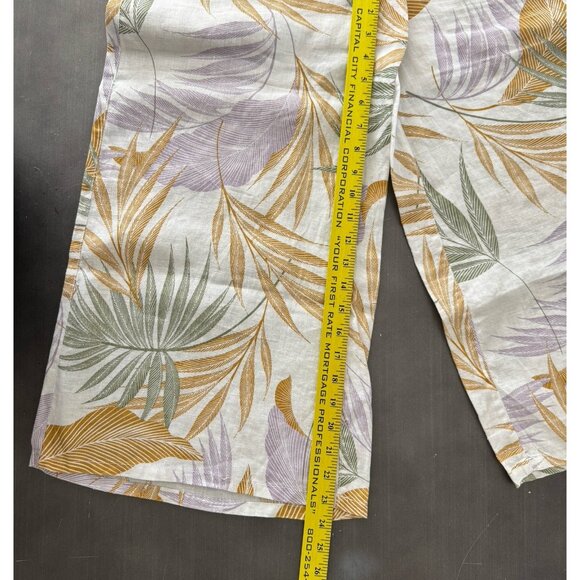 Tahari 100% Linen Crop Palazzo Pant Wide Leg Tropical Beachy Resort Vacation S‎ - Picture 8 of 9